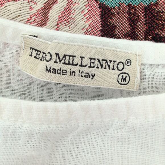 Terzo Millenio 100% Linen Top Women's Medium White Lace Beachy Made in Italy EUC - Picture 6 of 7